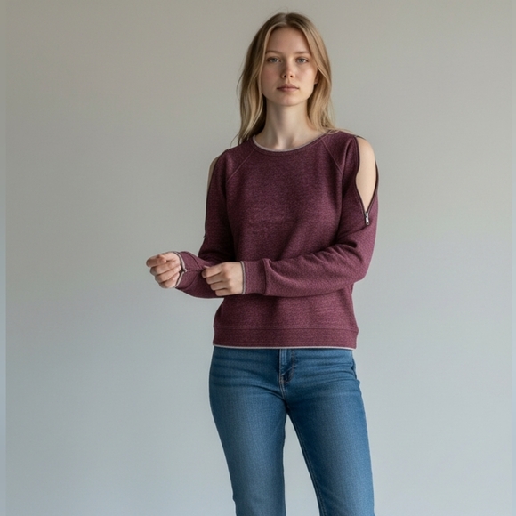 Rock & Republic Tops - Rock & Republic- XS Sweat Shirt Zipper Shoulder Accents​​​​